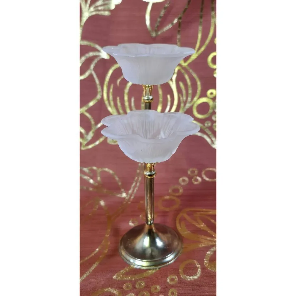 Petunia Floral Gold Taper Candle Holder